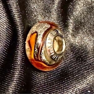 Pandora Silver and Brown Charm Bead